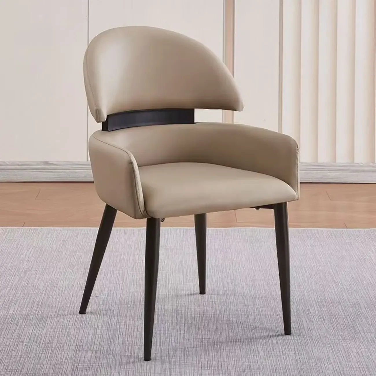 Scandinavian Swivel Brown Curved Back Dining Chairs