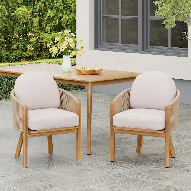 Christopher Knight Home - Eleanor Outdoor Acacia Wood Dining Chair (Set of 2)