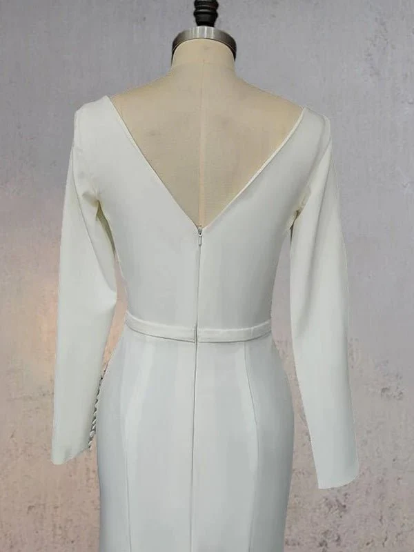 Mermaid Scoop Neck V Back Satin Wedding Dress