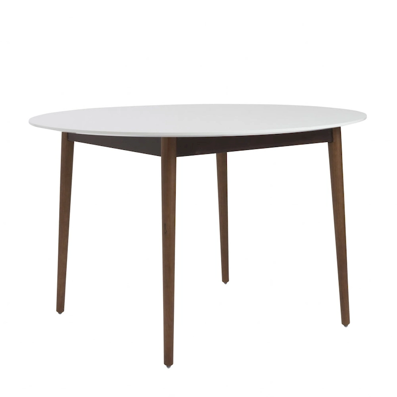 HomeRoots 47 White and Brown Rounded Dining Table