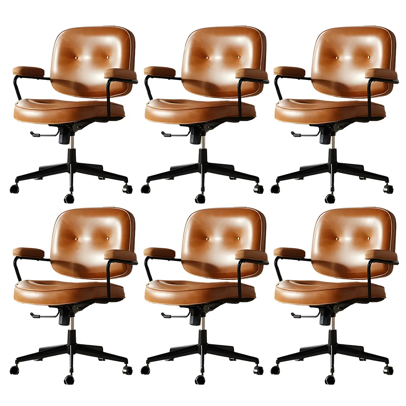 Industrial Leather Upholstered Height Adjustable Swivel Office Chair