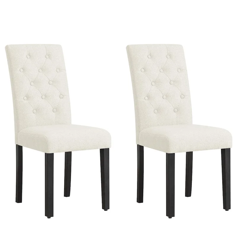 Subrtex Linen Parsons Upholstered Button Dining Chair (2-Pack)