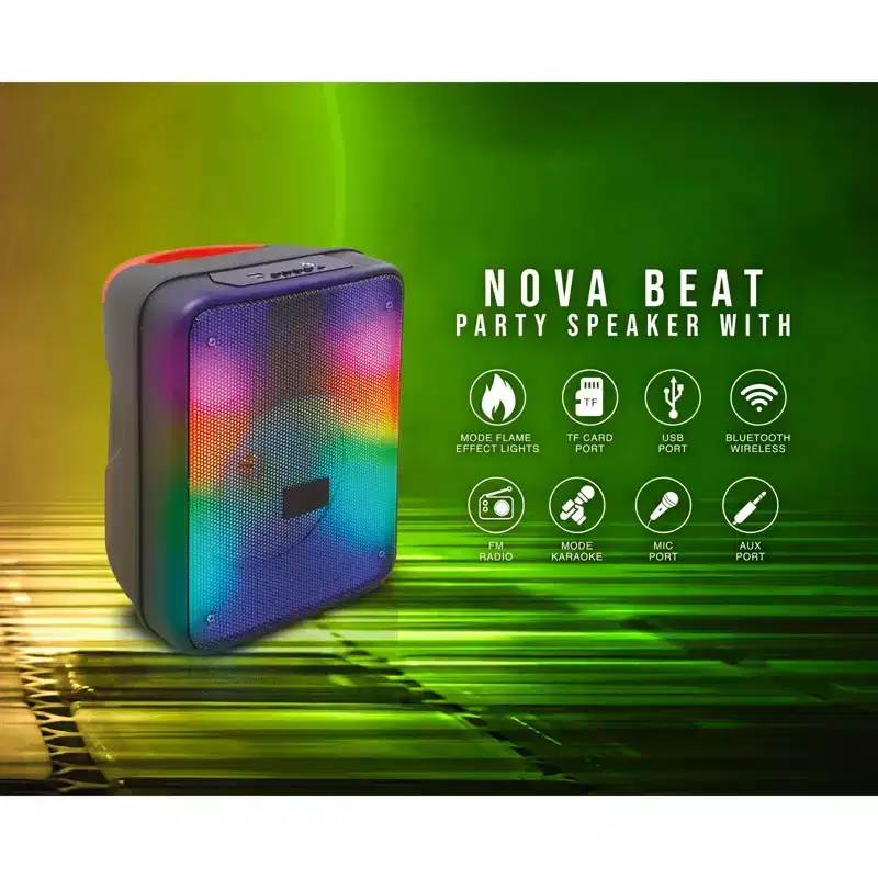 TOPTECH KL-7 NOVA BEAT Bluetooth Speaker, 6.5 Woofer, Flame Effects, Portable