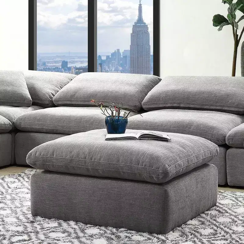 37" Naveen Ottoman and Bench Gray Linen - Acme Furniture