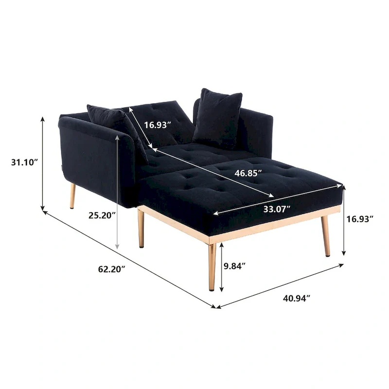 Chaise lounge chair/accent chair,Curved edges, padded with thick foam and upholstered with high-quality fabric