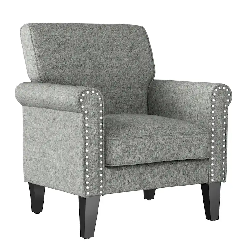 Rolled Arm Accent Chair – Chenille / Tweed, Seats 1, Multiple Colors