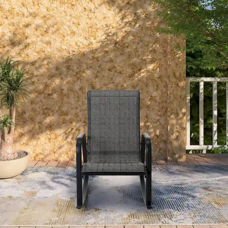 Single Iron Frame Removable Teslin Rocking Chair