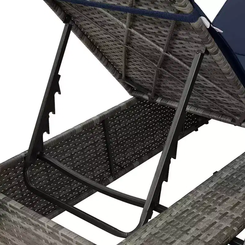 vidaXL Double Sun Lounger Grey 80.71 x 50.79 x 78.74 in Poly Rattan