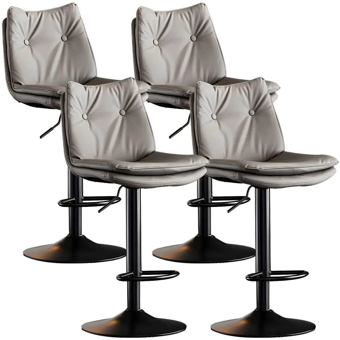 Modern Adjustable Leather Swivel Bar Stools