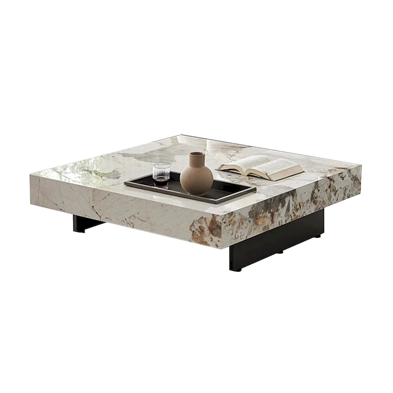 JASIWAY Light Luxury Sintered Stone Square Coffee Table