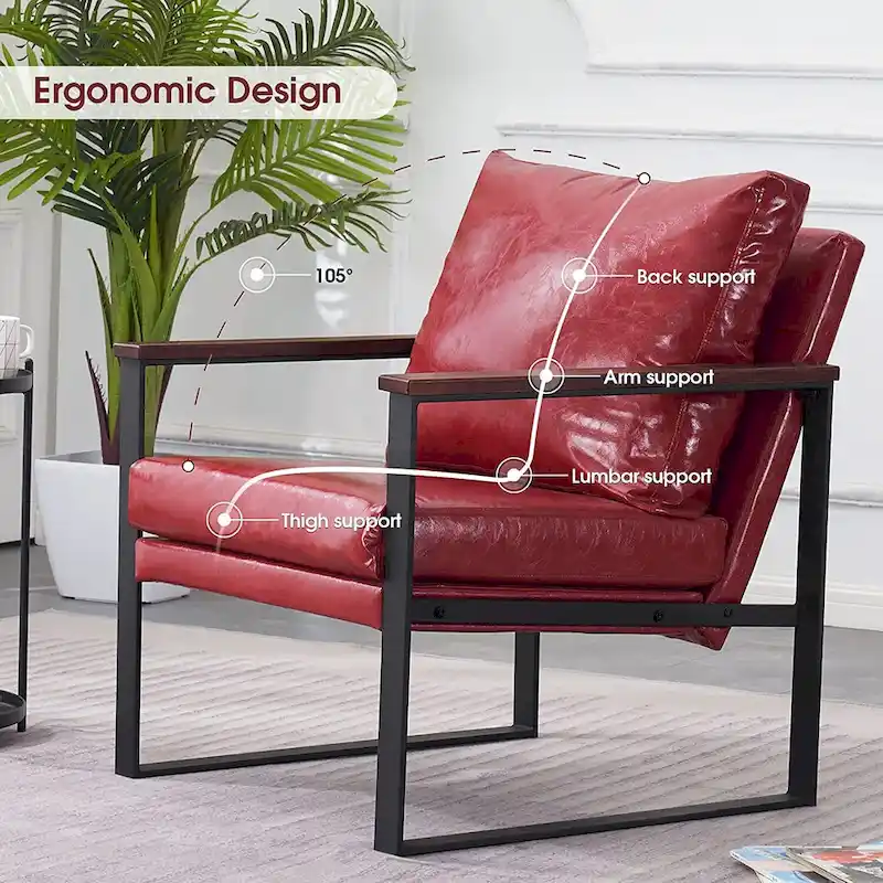 MCombo Modern Accent Chair with Upholstered Cushion, Faux Leather HQ304