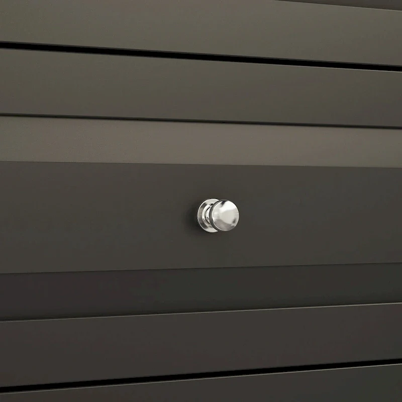 Black 5-Drawer Dresser with Wood Legs