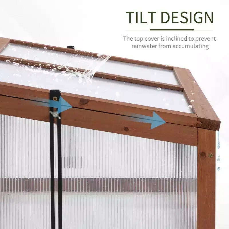 Wooden Cold Frame Greenhouse, Mini Greenhouse with Polycarbonate Board and Solid Wood Frame,Cold Frame, Terrarium Planter Box,39 x 26 x 16