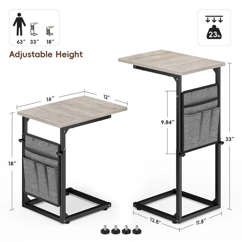 C Shaped End Table - 16D x 12W x 33H