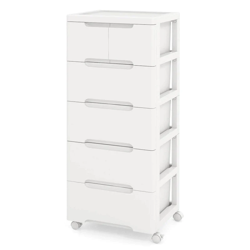 Costway 1 PCS 6-Drawer Plastic Rolling Storage Cart with 4 Universal - See Details