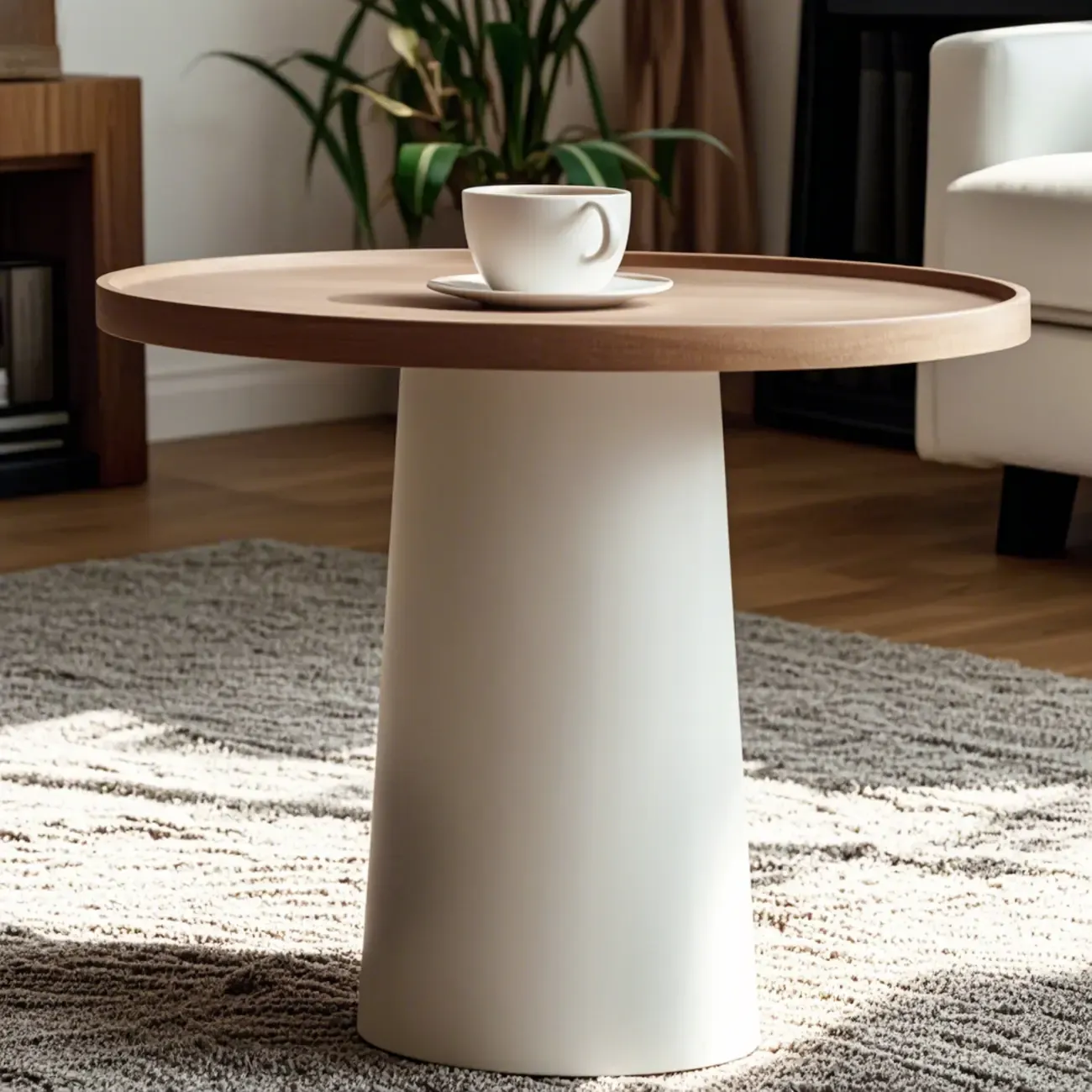 Modern Wood Oval Nesting Coffee Table with Block Base