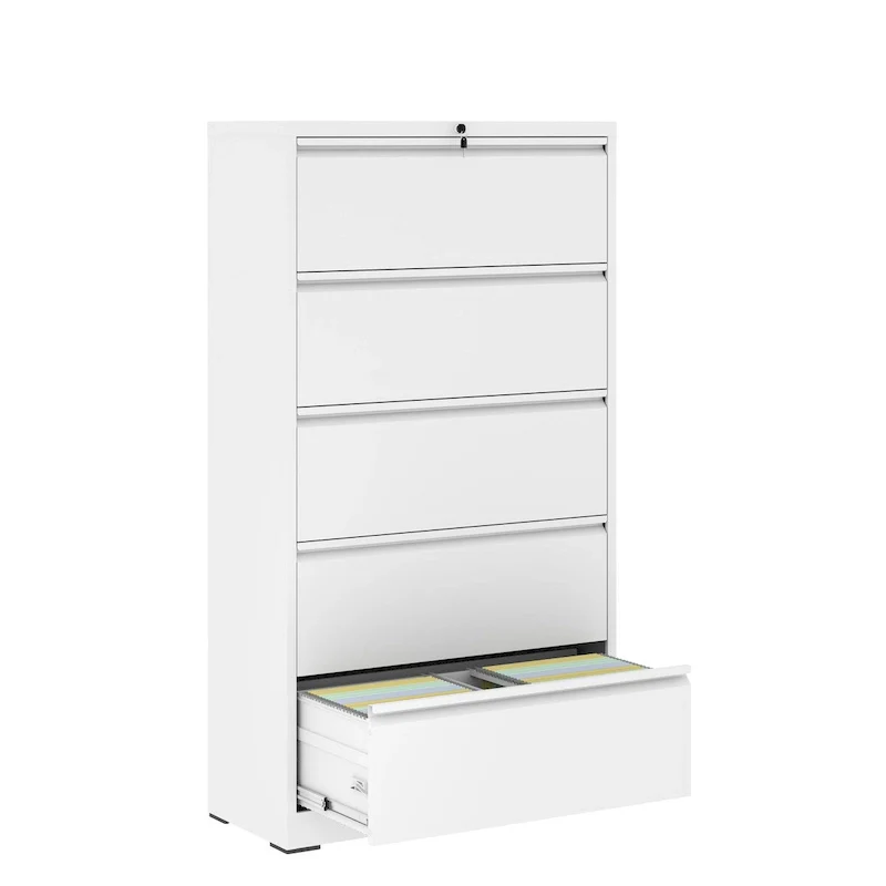 White 5-Drawer Steel Lateral File Cabinet with Lock, for 1 User