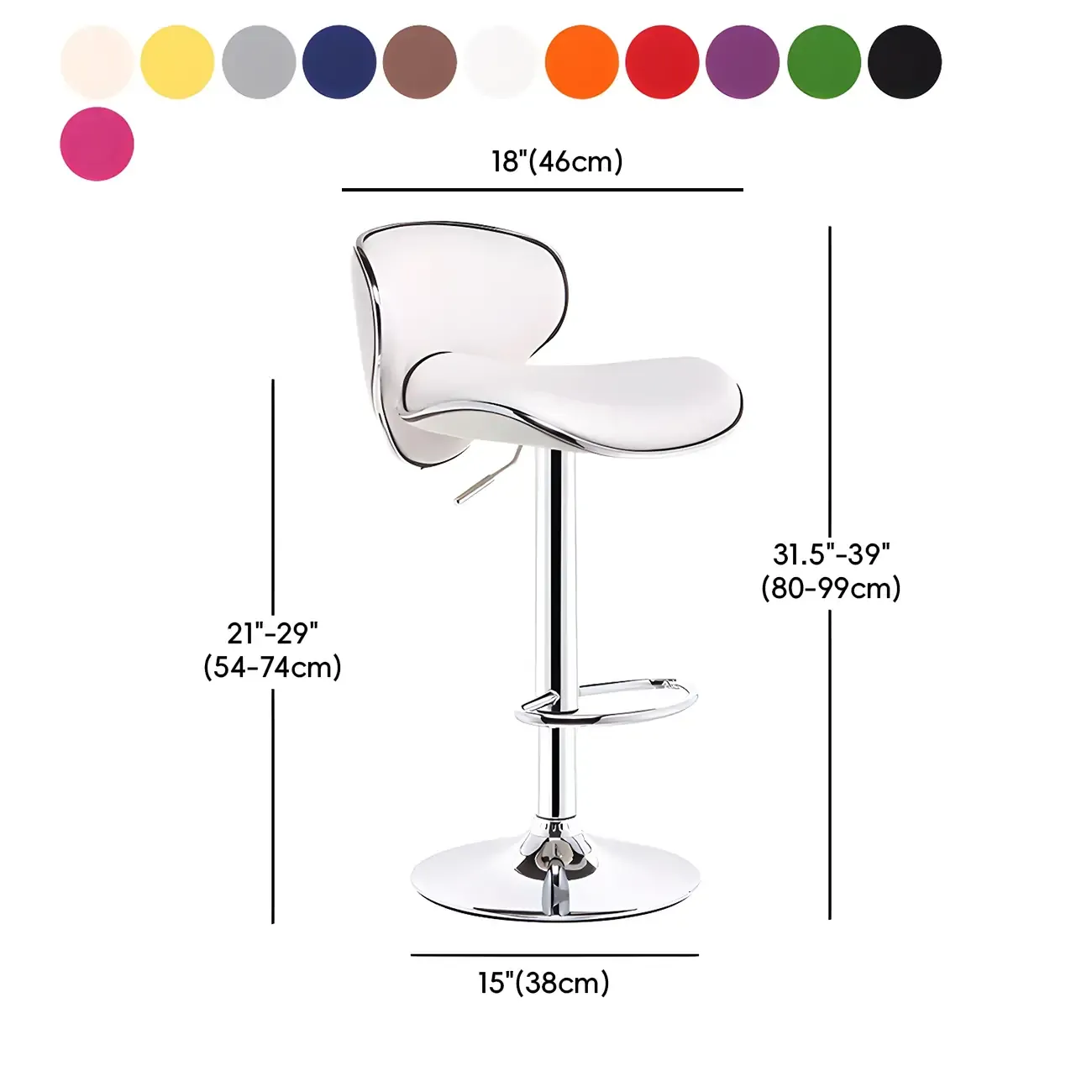 360° Swivel Faux Leather Bar Stools Adjustable Height Bucket Seat