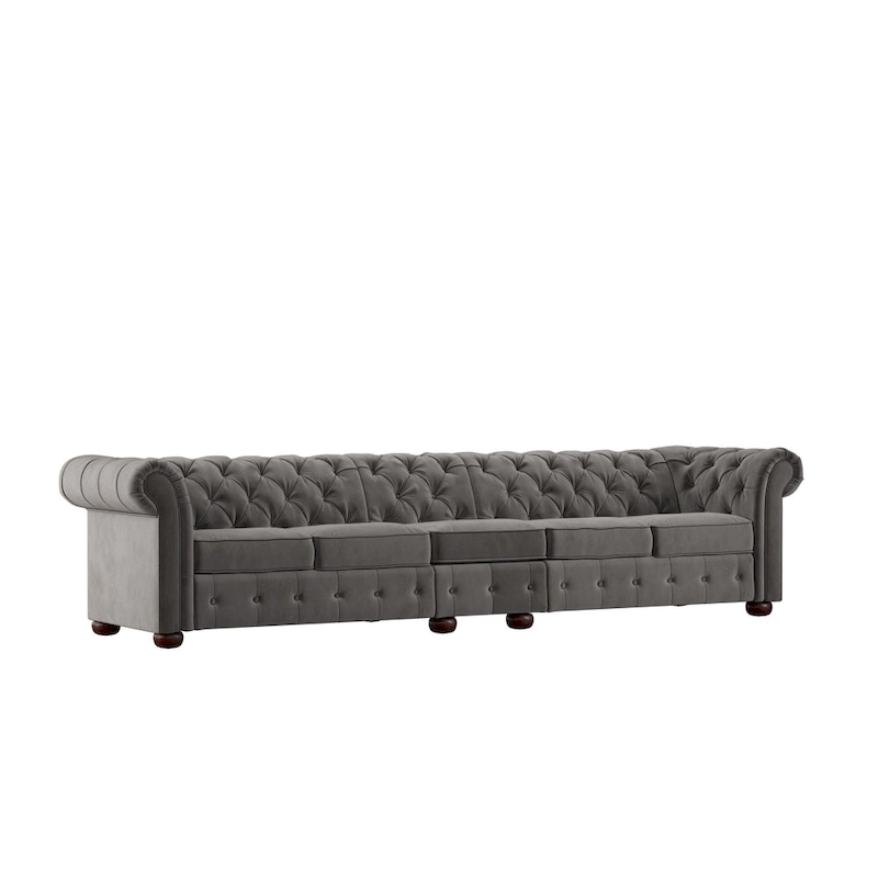Knightsbridge Grey Extra Long Chesterfield Sofa by iNSPIRE Q Artisan