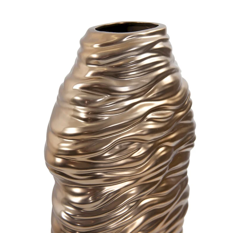 Allan Andrews Hand Finished Brass Ceramic Flowing Wave Vase