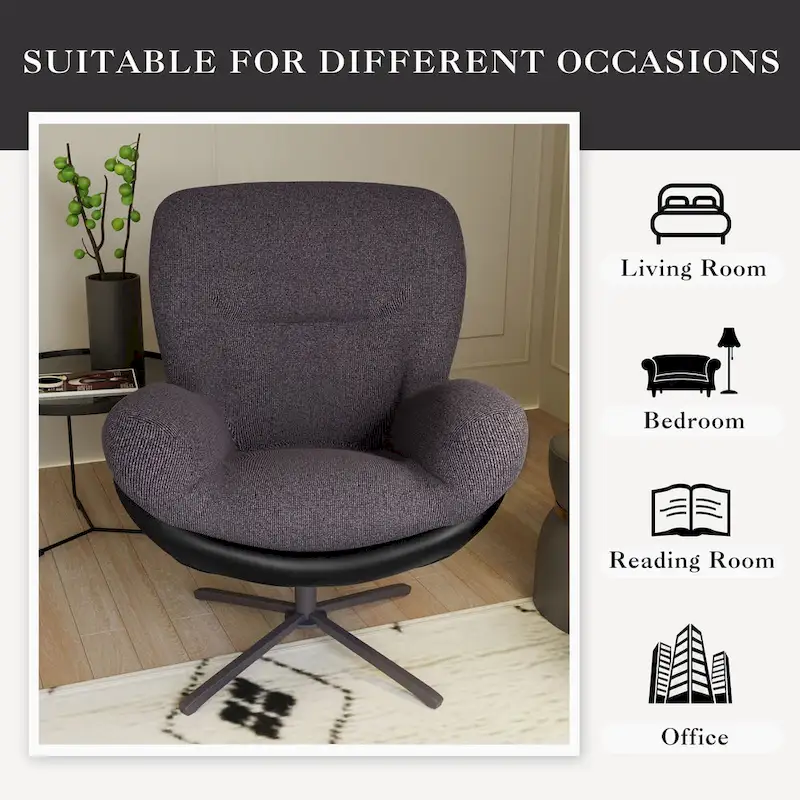 Modern Chenille 360 Swivel Office Chair with Metal Base Frame