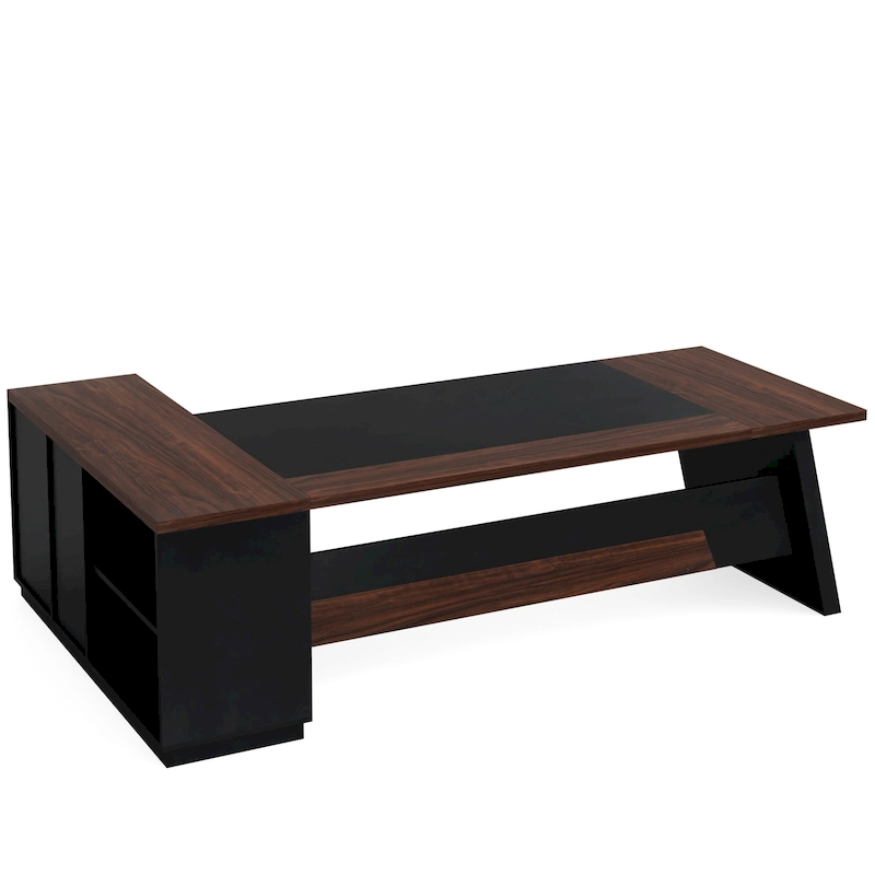 78.7-inch L Shaped Executive Desk with Drawers and Lateral File Cabinet