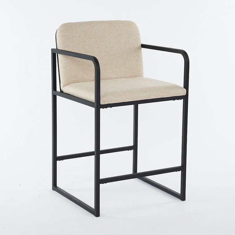 Set of 2,Modern Upholstered Counter Height Bar Stool with Armrests, Metal Frame and Padded Seat