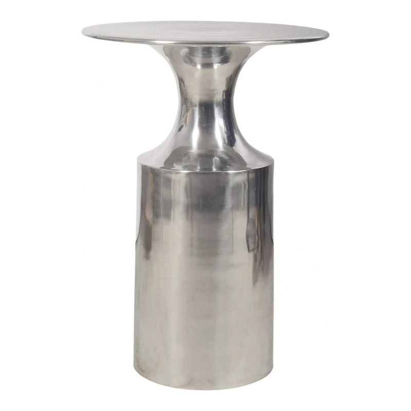Macari Art Deco Polised Aluminum Accent Table - 14.5W x 14.5D x 21H