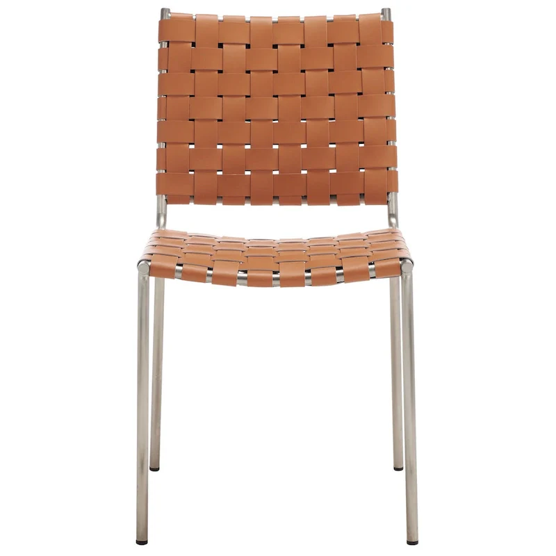 Woven Leather Dining Chair Set of 2, 17W x 20.5L x 33.8H
