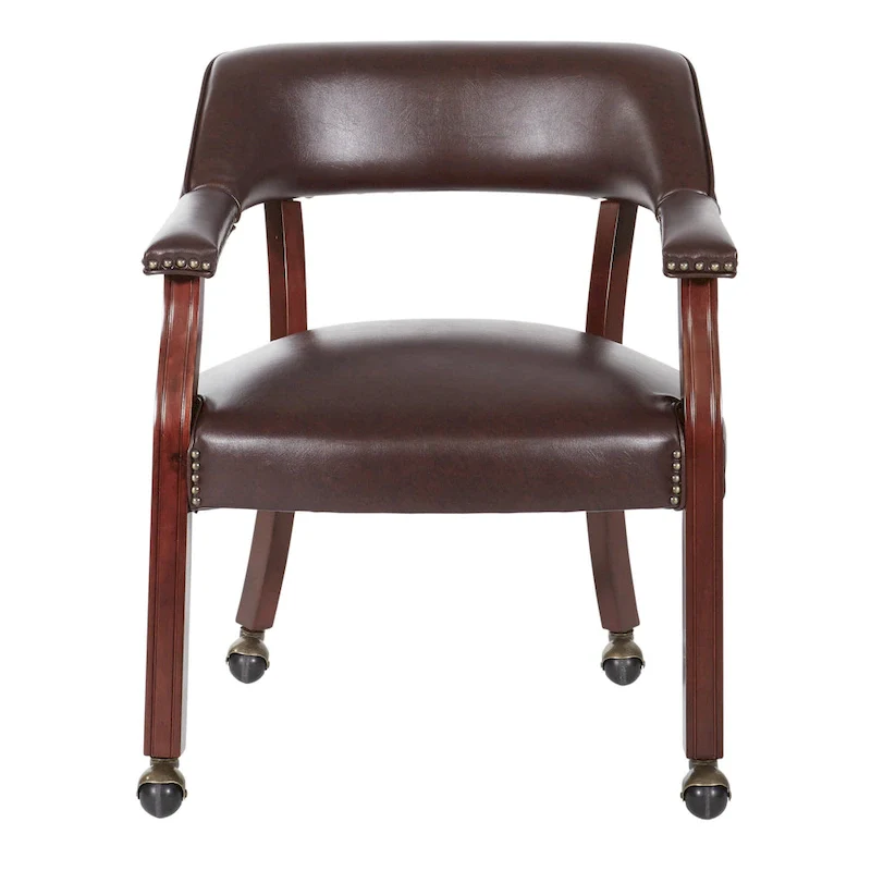 Oxblood Red Guest Chair with Mahogany Frame