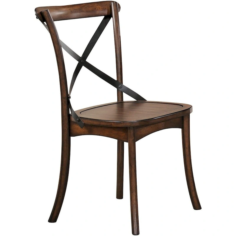 Brown Solid Wood Cross Back Dining Side Chairs and Classic Style Set of 2 - 18 L x 21 W x 35 H