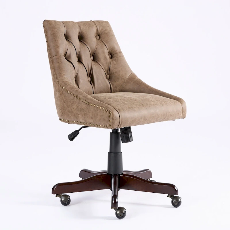 Medieval Retro Style Sheepskin Pattern Fabric Home Office Chair with Lift,Swivel and Recline Functions