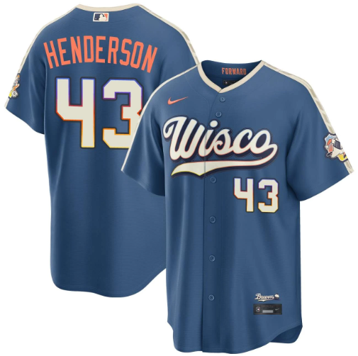 Logan Henderson Milwaukee Brewers Mineral Blue 2026 City Connect Stadium Jersey