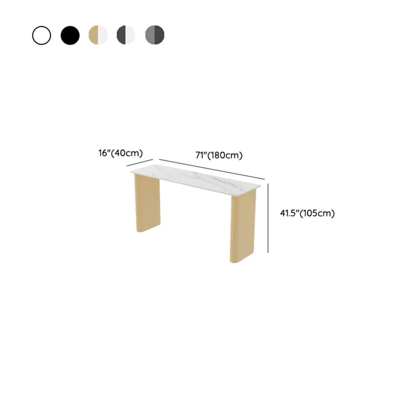 Glam White Stone Metal Striped Pillar Bar Tables