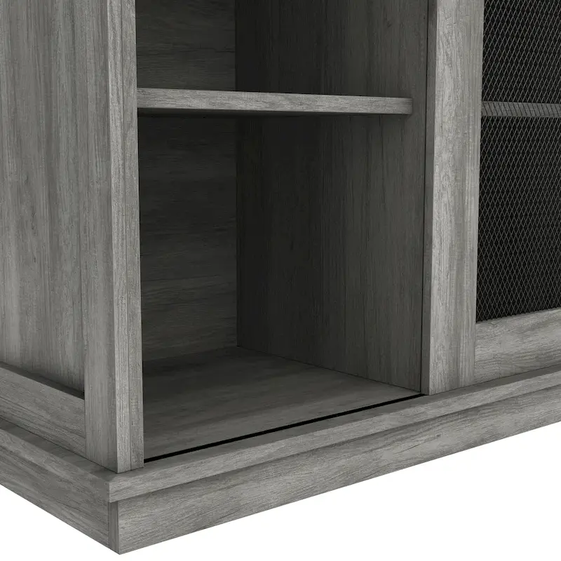 DH BASIC Farmhouse Four Shelf and Four Bottle Lattice-like Wine Buffet by Denhour