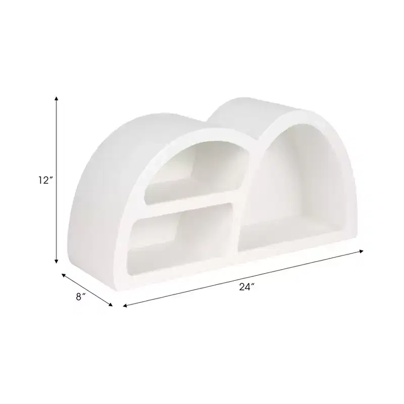 Wall Shelf Wood Sculptural Geometric Asymmetrical Design Contemporary Wall Storage for Home Office Bedroom or Living Room Display Organizer Unit