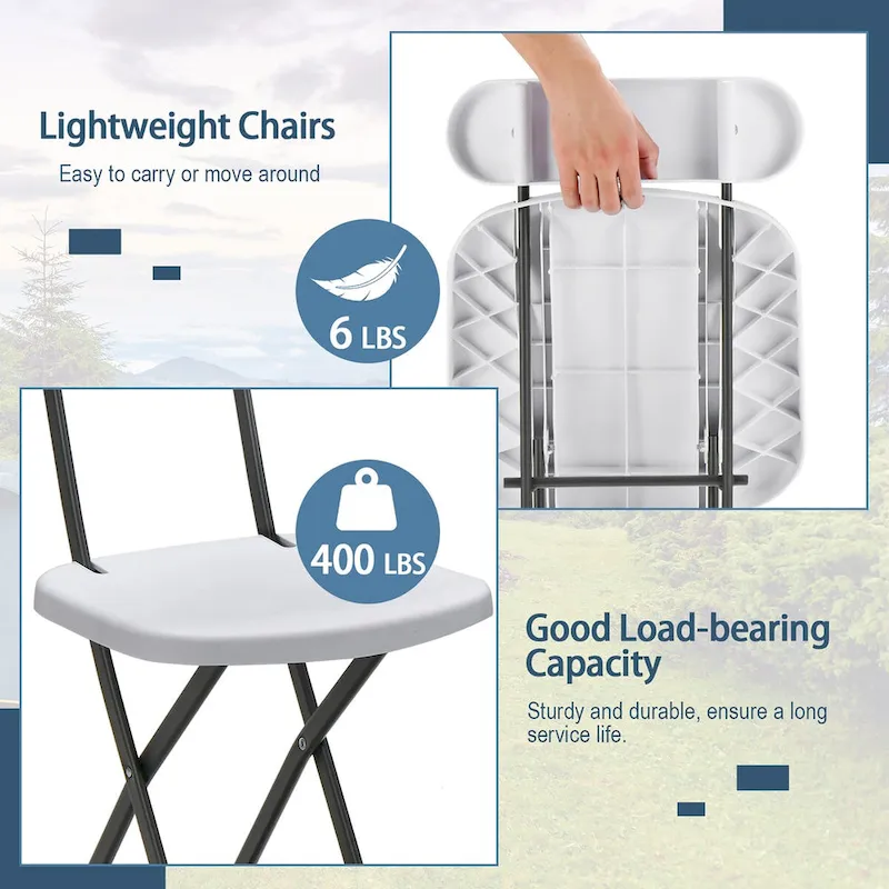 Gymax 4-Pack Folding Chair w/ Metal Curved Feet Wide Seat & Ergonomic