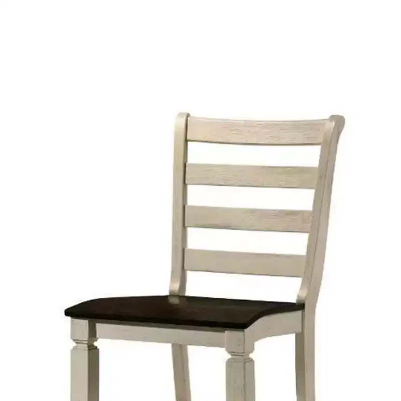 18" Tasnim Accent Chair Oak/Antique White - Acme Furniture: Slatted Back, Counter Height
