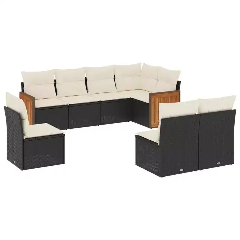 vidaXL 8 Piece Patio Sofa Set with Cushions Poly Rattan