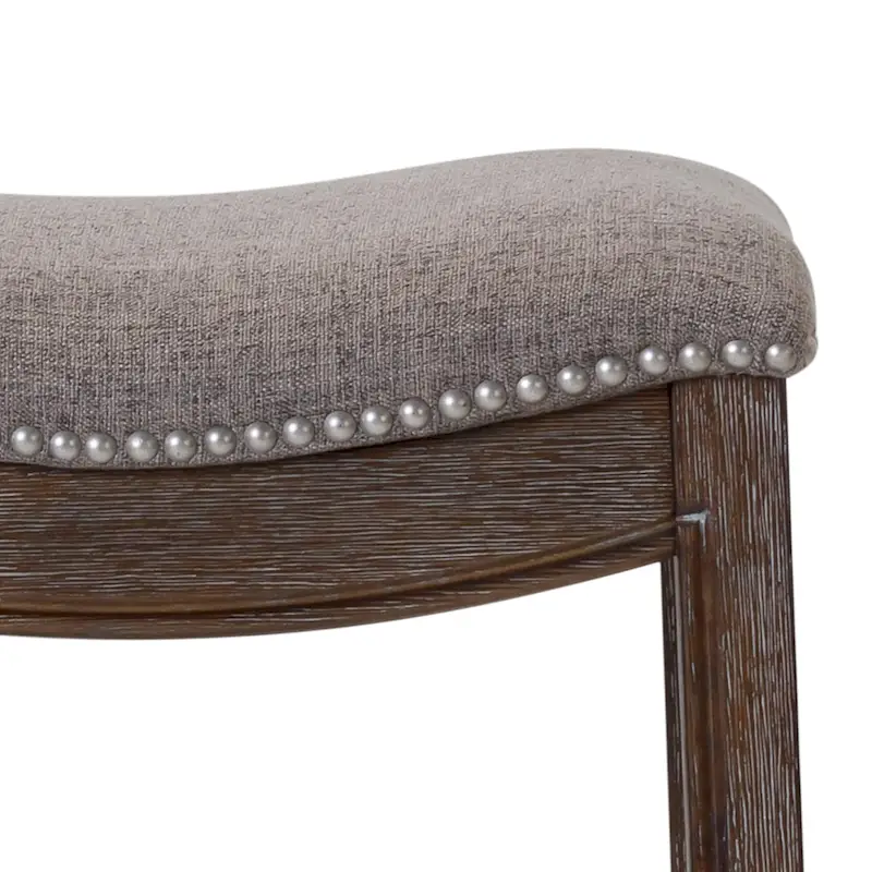 Sadie Saddle-Seat Wood Bar Stool with Upholstered Seat