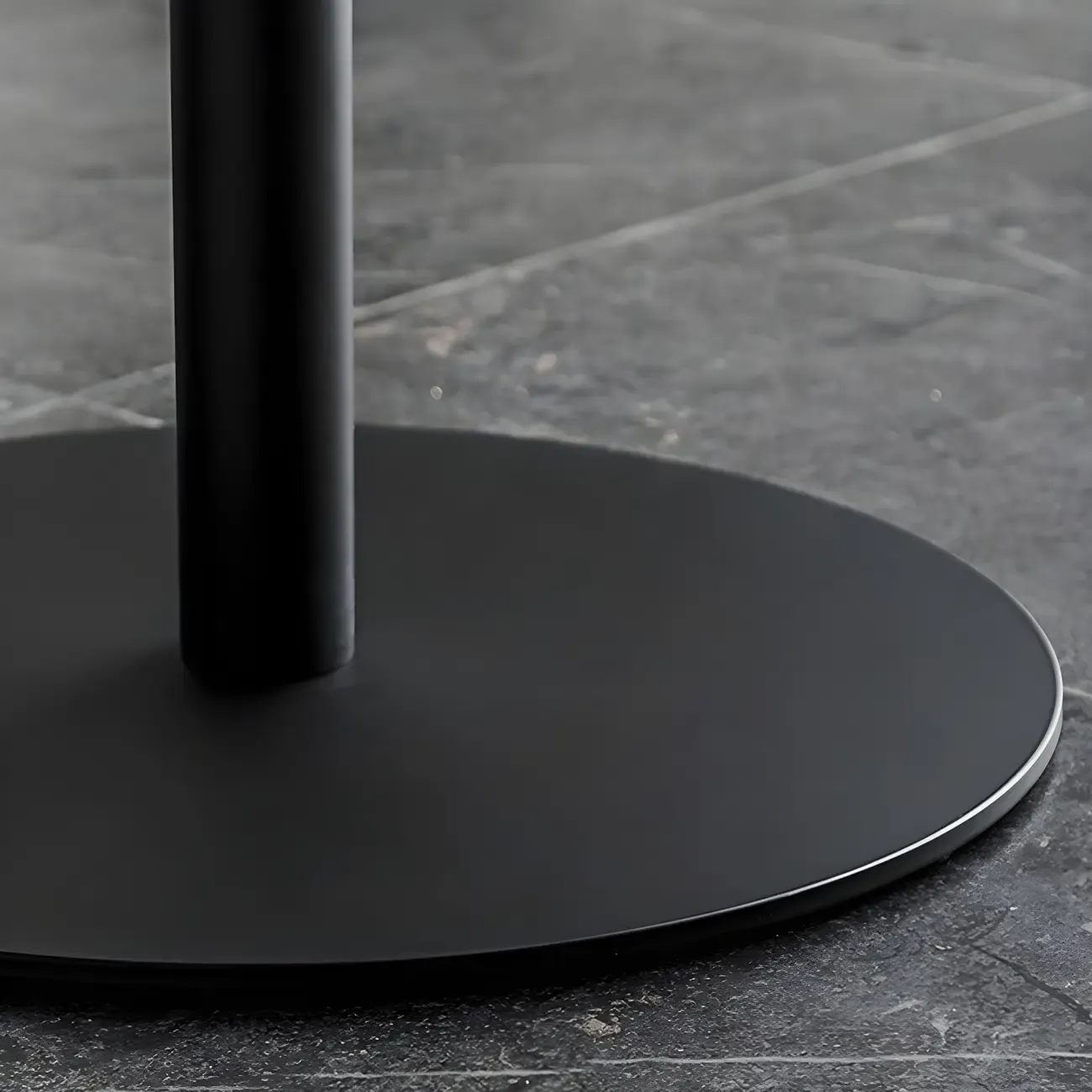 Modern Brown Wood Grain Black Metallic Pedestal Bar Tables