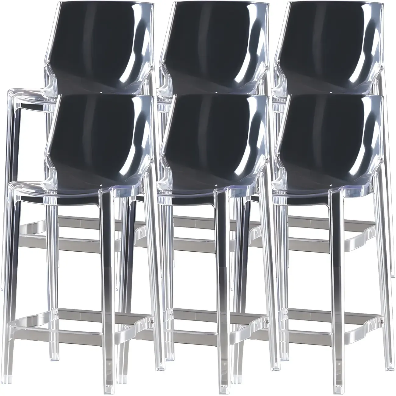 Modern Acrylic Transparent Chic Rectangle Durable Bar Stool