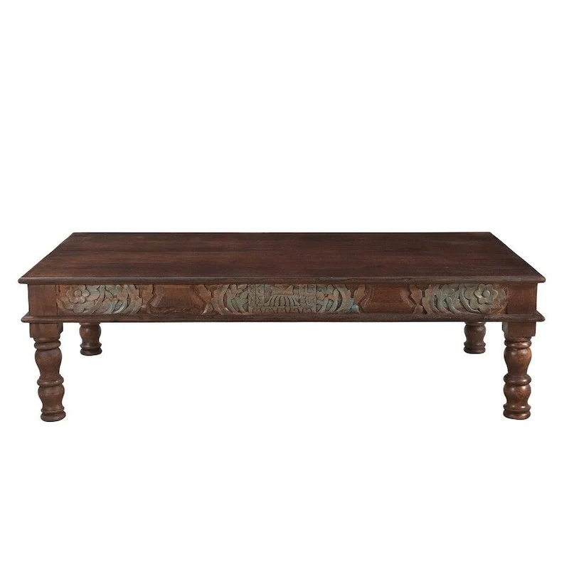 Timbergirl Carved Panel Reclaimed Wood Coffee Table - 55 x 34