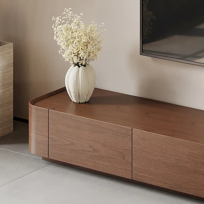 Mid-Century ModernTV Stands,4-6 Drawers, Solid Wood Brown Media Console