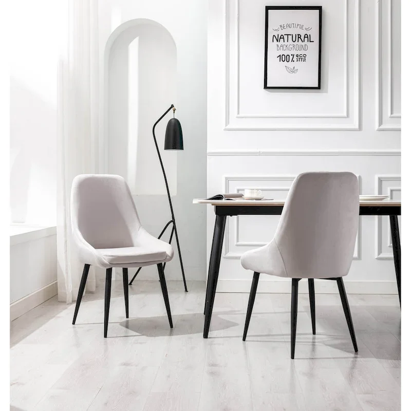 Porthos Home Fern Dining Chairs Set of 2, Velvet Upholstery, Steel Legs