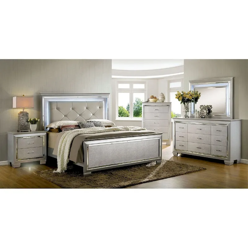 Nightstand Bedside Table with LED Light