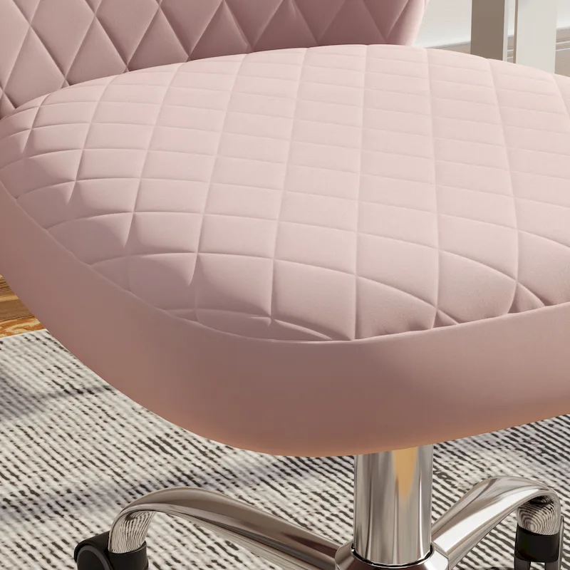 Blue/Grey/Pink/Beige Velvet Armless Swivel Office Chair, 1-Person
