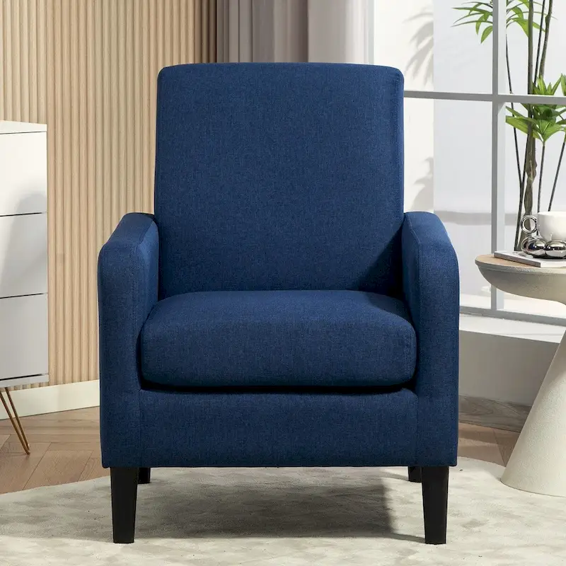 Fabric Armchair with Solid Wood Frame – Ocean Blue / Red / Camel / Yellow / Grey / Black / Green, Seats 1