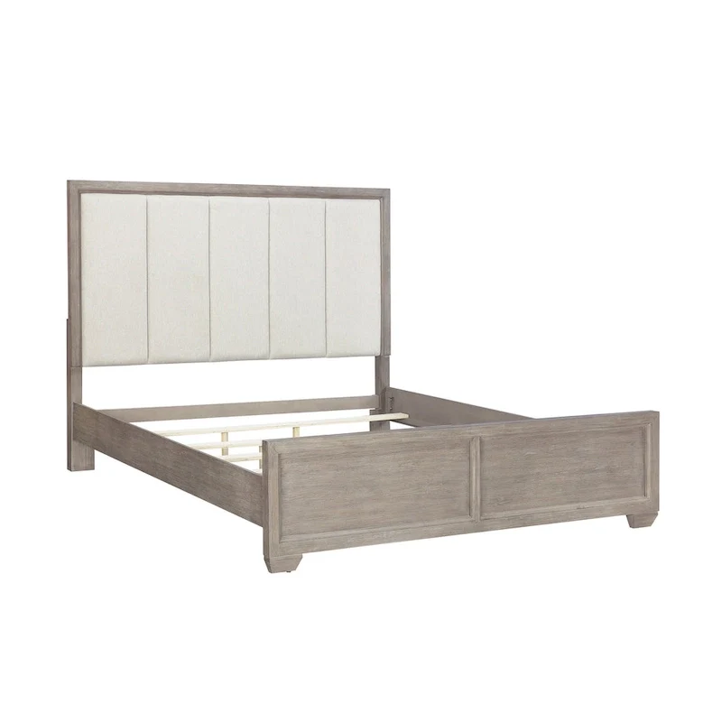 Ennesley Gray Wood Bedroom Furniture with Upholstered Panel Bed