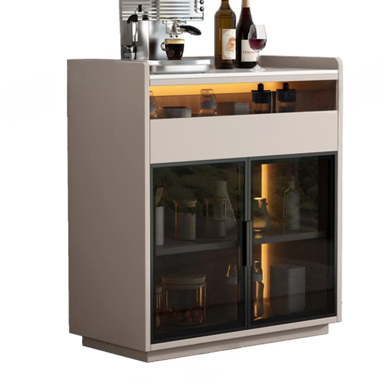 Modern Wood Buffet Sintered Stone Countertop